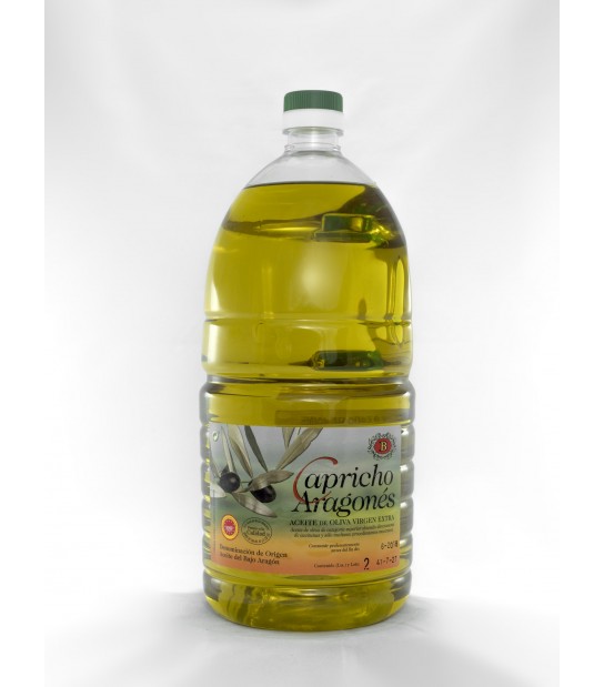 1 caja de 9 botellas de 2l. de aceite de oliva virgen extra D.O. del Bajo Aragón